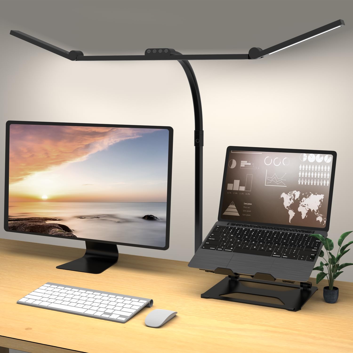 Omorepa 3 Light Bar Gooseneck Architect Desk Lamp with Clamp, 24W